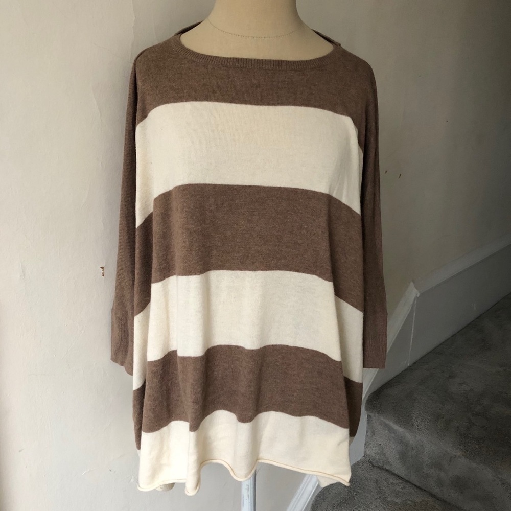 Anthropologie Moth Boxy Batwing Striped Sweater